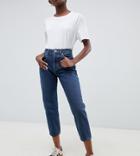 Asos Design Petite Recycled Florence Authentic Straight Leg Jeans In London Blue Wash - Blue