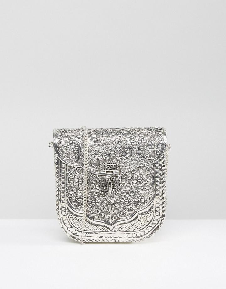 Park Lane Handmade Etched Metal Bag - Silver
