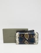 Allsaints Fetch Faux Snakeskin Large Zip Purse - Multi