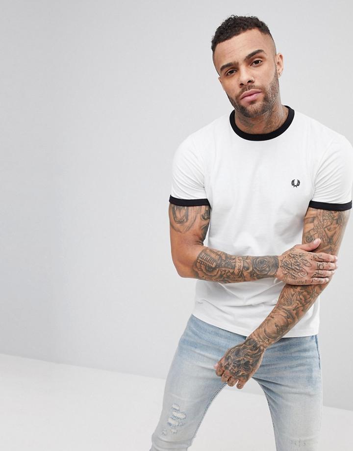 Fred Perry Slim Fit Ringer T-shirt In White - White