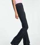 Topshop Tall Joni Flare Recycled Cotton Blend Jean In Washed Black