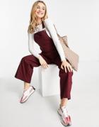 Asos Design Ultimate Twill Wide Leg Overalls In Wine-purple