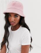 Asos Design Fluffy Bucket Hat-pink