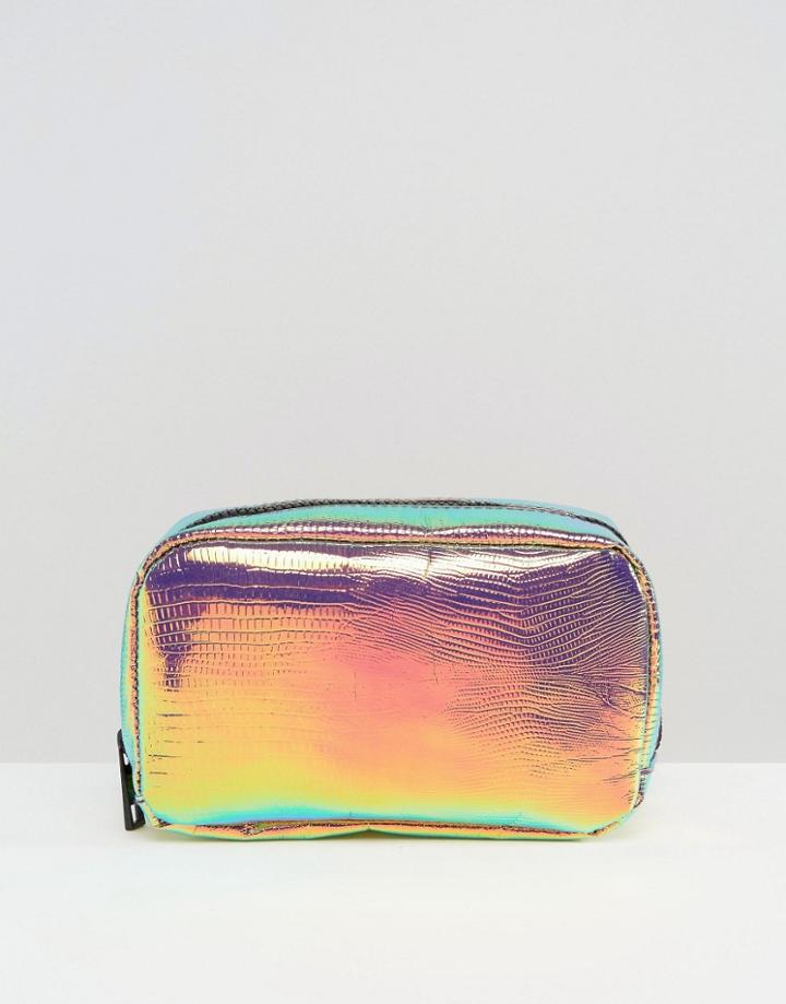 New Look Large Holographic Makeup Bag - Pink