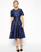 Asos Embellished Crop Top Midi Dress - Blue