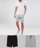Asos Design Skinny Short 2 Pack Black/gray Marl Save - Multi