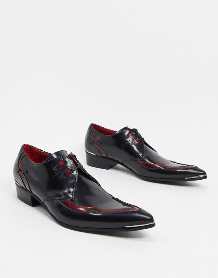 Jeffery West Adamant Lace Up Shoe In Black And Red Leather