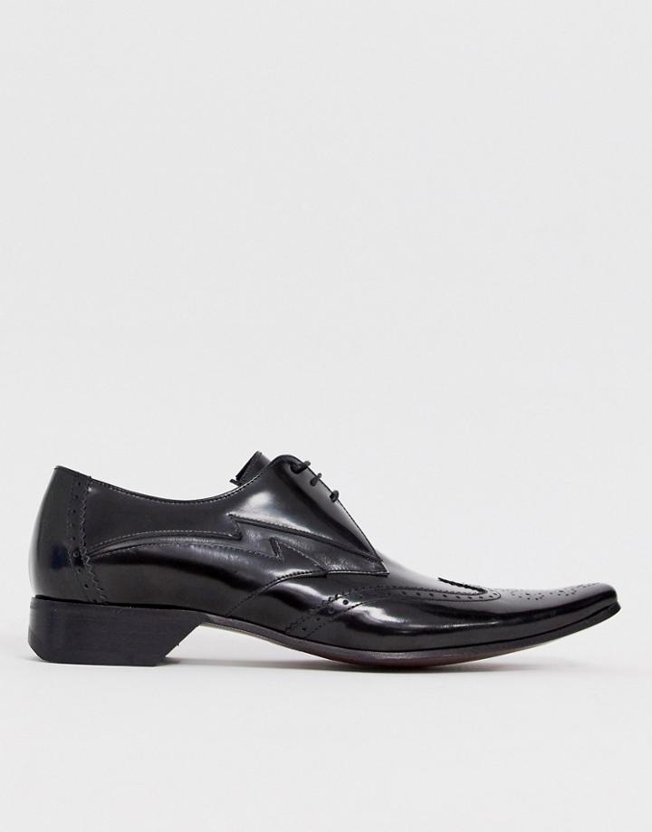 Jeffery West Pino Contrast Lightning Shoe In Black High Shine Leather