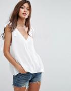 Asos Crinkle Tank With Tie Shoulder - White