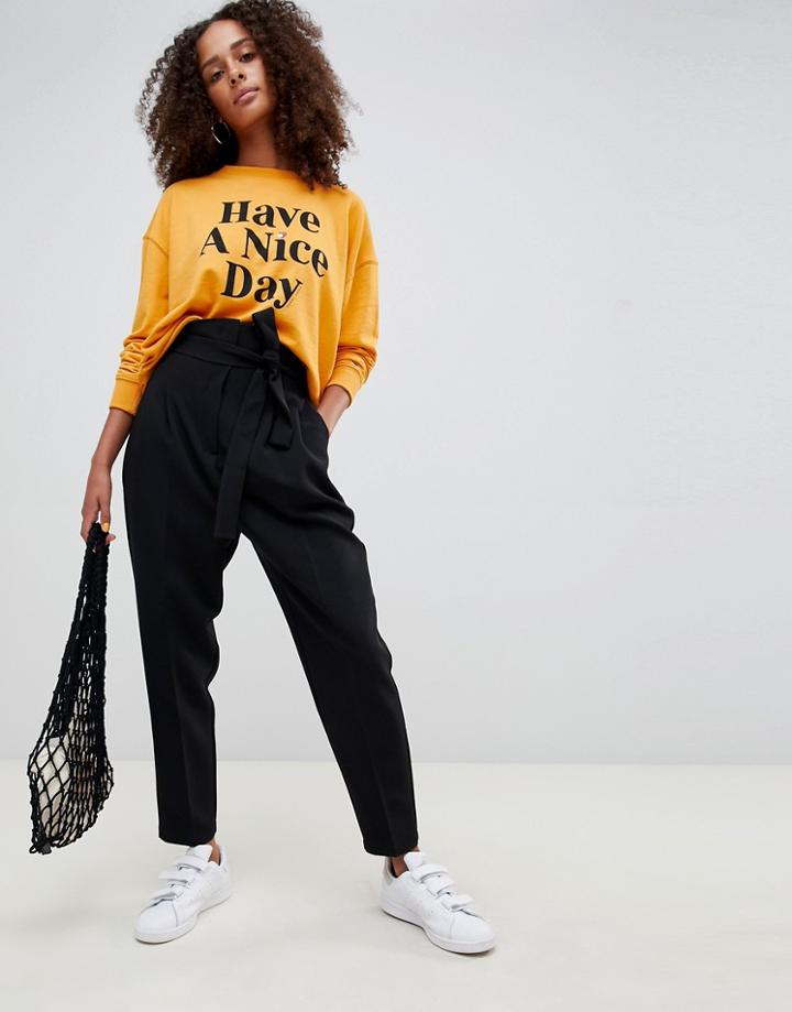 Asos Design Tapered High Waist Balloon Tapered Pants - Black