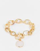 South Beach Statement Link Bracelet With Pink Crystal In Gold