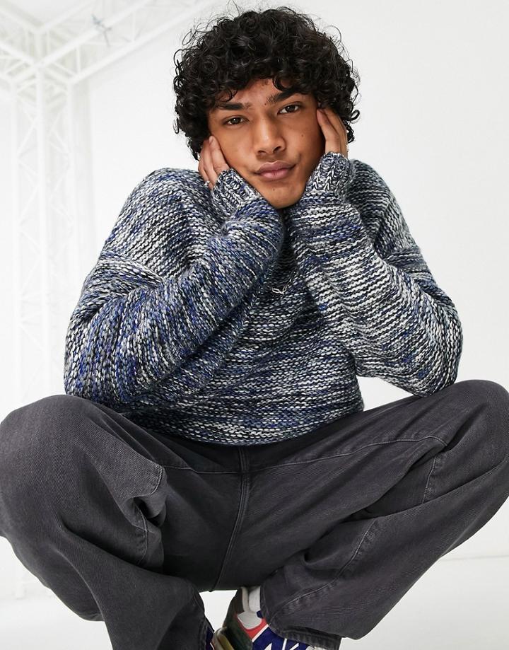 Asos Design Space Dye Yarn Sweater In Blue-blues