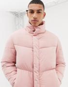 Asos Design Oversized Puffer Jacket In Pink - Pink