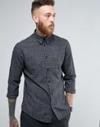 Selected Homme Long Sleeve Slim Shirt In Brushed Check - Gray