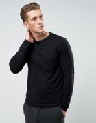 Asos Design Long Sleeve T-shirt With Crew Neck Black