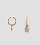 Asos Design Gold Plated Sterling Silver Hoop Earrings With Crystal Charm - Gold