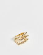 Asos Design Ring In Bamboo Stack Design In Gold Tone - Gold
