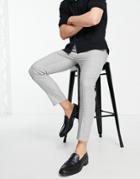 Asos Design Tapered Smart Pants In Gray Micro Texture-grey