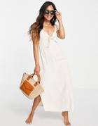 Rhythm Aylah Tie Front Maxi Beach Dress In Sand-neutral