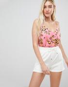 Asos Design Printed Cami In Bright Animal - Multi