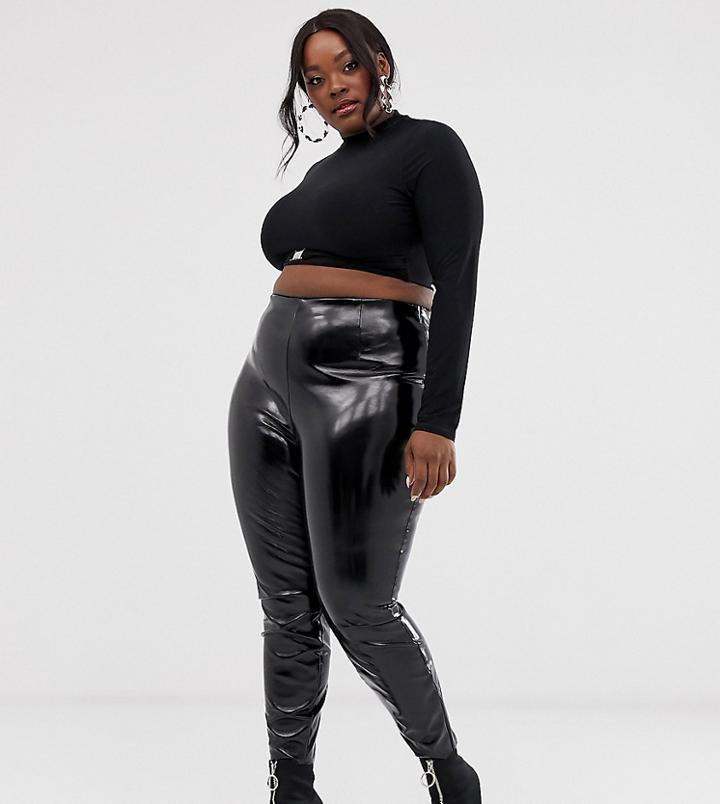 Asos Design Curve Spray On Vinyl Pants-black
