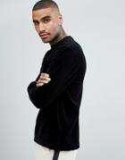 Stradivarius Sweatshirt With Crew Neck In Velvet In Black - Black