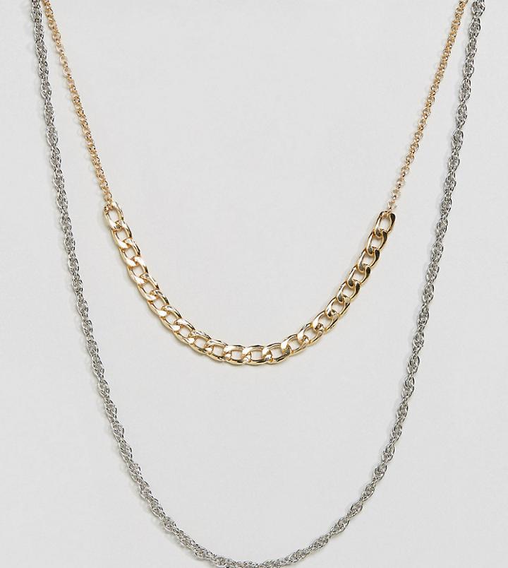 Designb Double Chain Necklace In Silver & Gold In 2 Pack Exclusive To Asos - Multi