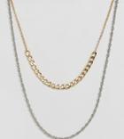 Designb Double Chain Necklace In Silver & Gold In 2 Pack Exclusive To Asos - Multi