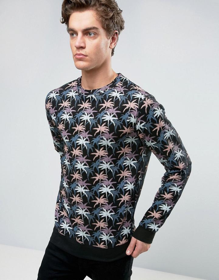 D-struct Palm Print Slub Sweat - Black