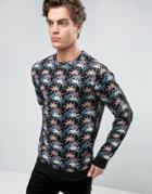 D-struct Palm Print Slub Sweat - Black