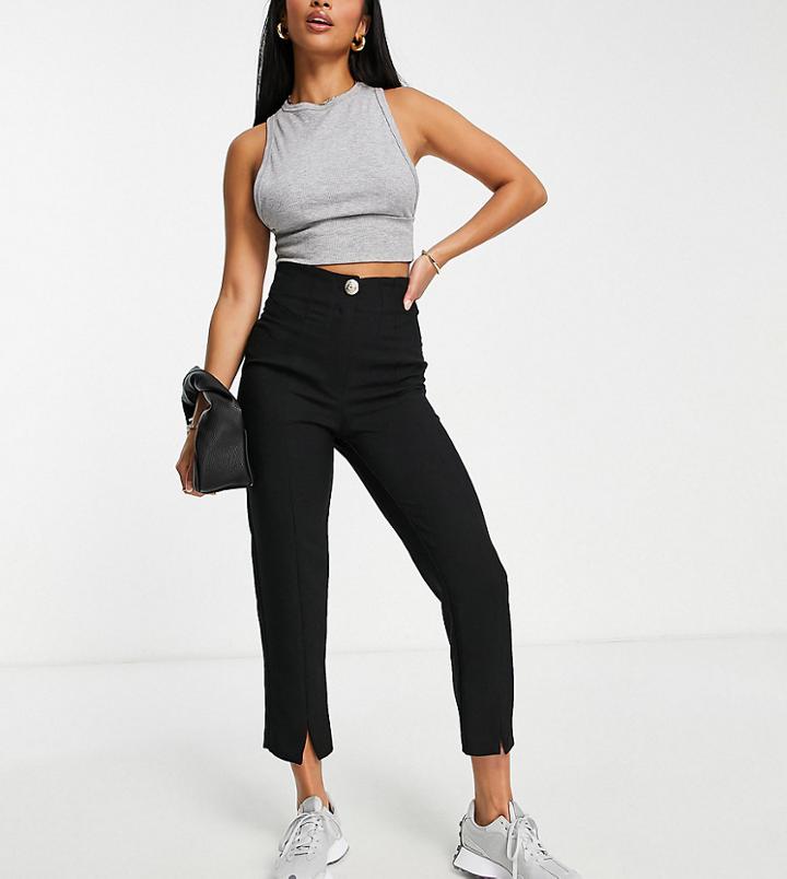 River Island Petite Slit Front Cigarette Pants In Black