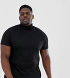 Asos Design Plus Short Sleeve Roll Neck In Black - Black