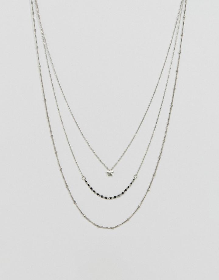 Pieces Layered Trio Necklace - Silver