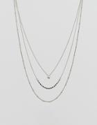 Pieces Layered Trio Necklace - Silver