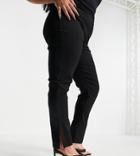Asos Design Curve High Waist Split Hem Bengaline Pant In Black