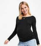 Asos Design Maternity Long Sleeve Top With Slash Neck In Black