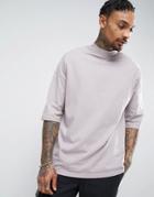 Asos Oversized T-shirt With Turtleneck - Purple
