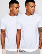 New Look 2-pack T-shirt With Rolled Sleeve In White & White - Multi