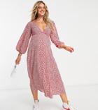 Glamorous Bloom Midi Wrap Dress In Red Ditsy Print