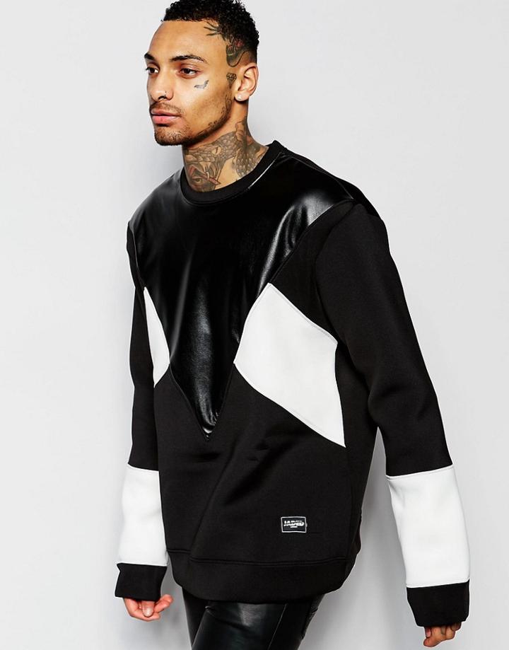 Jaded London Monochrome Paneled Neoprene Sweat - Black