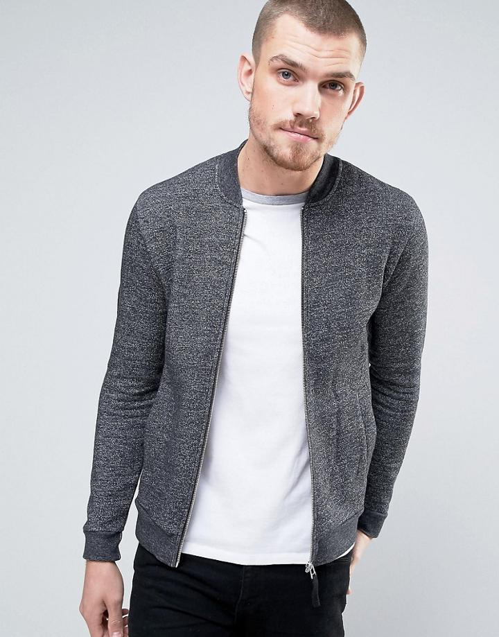 Pretty Green Ranford Zip Sweat Bomber In Black - Black