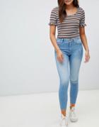 Miss Selfridge Super Skinny High Waist Jeans In Light Wash - Black