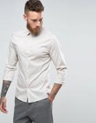 Hoxton Shirt Company Slim Smart Shirt In Stretch Poplin - Stone
