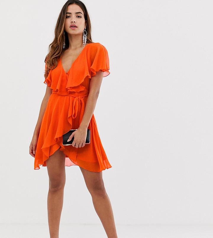 Asos Design Cape Back Dipped Hem Mini Dress