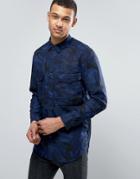 G-star Type C Straight Long Oversized Camo Shirt - Blue