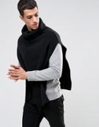 Asos Casual Roll Neck Poncho In Black - Black