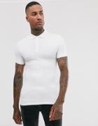 Asos Design Muscle Fit Jersey Polo In White