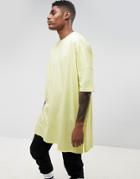 Asos Extreme Oversized Super Longline T-shirt In Acid Yellow - Yellow