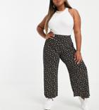 Yours Exclusive Wide Leg Pants In Black Ditsy Floral