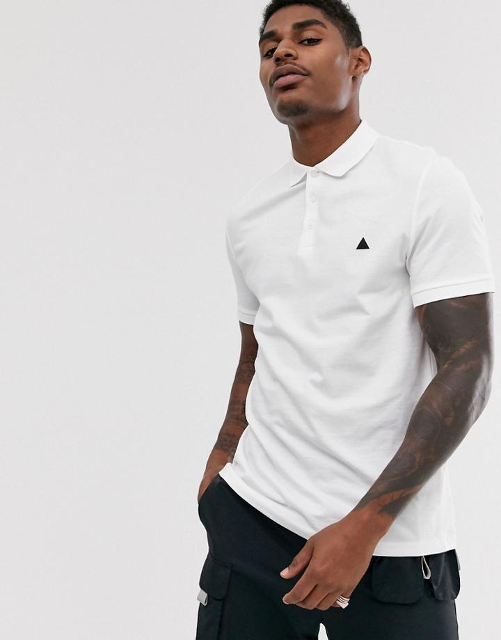 Asos Design Organic Jersey Polo With Logo In White - White